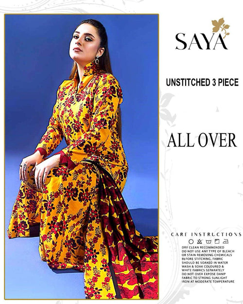 💛 3-Piece Women’s Unstitched Printed Lawn Suit – Bright Yellow Edition Fashion Insta