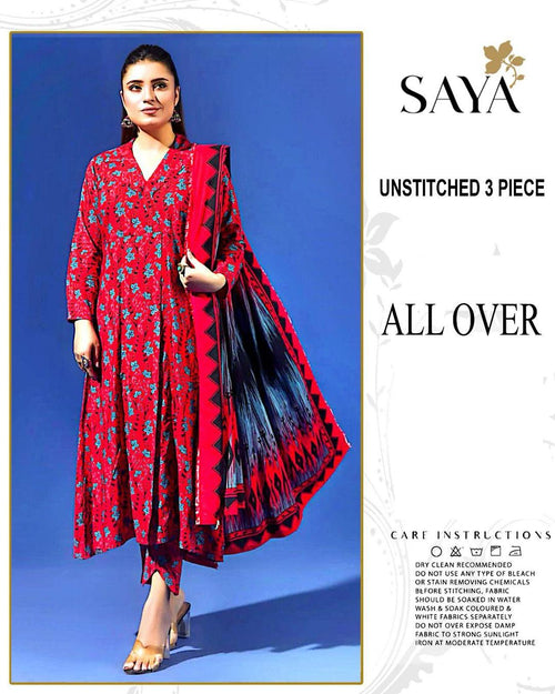 3-Piece Women’s Unstitched Printed Lawn Suit Fashion Insta