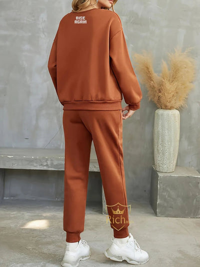 Primum 2 Pcs Women’s Stitched Fleece Printed Tracksuit Fashion Insta