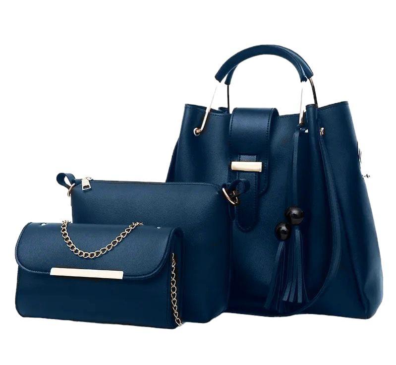Women's PU Leather Plain Hand Bag Set Fashion Insta