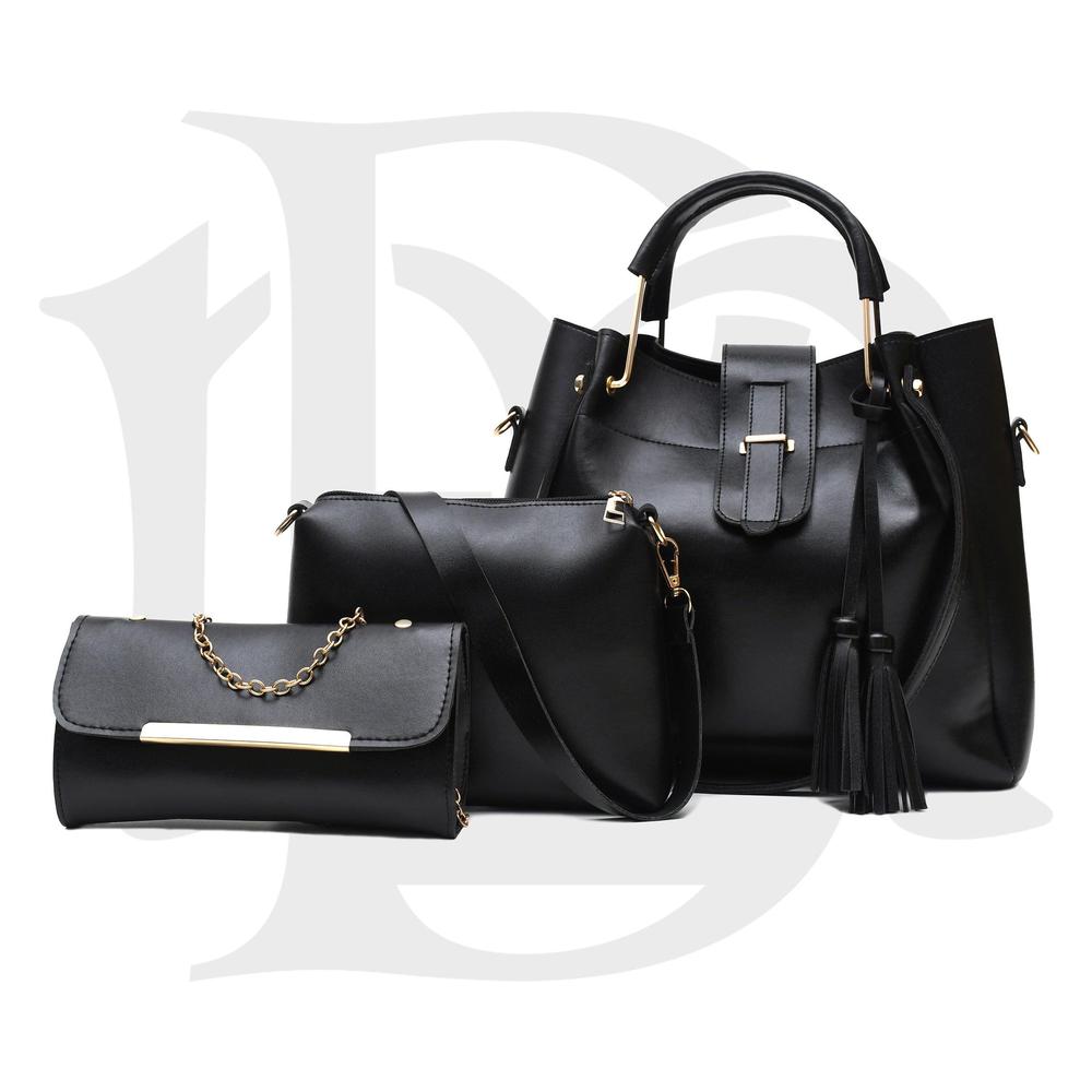 3 Pcs Women's PU Leather Plain Handbag Fashion Insta
