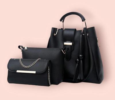 3 Pcs Women's PU Leather Plain Handbag Fashion Insta