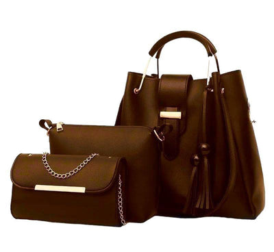 Women's PU Leather Plain Hand Bag Set Fashion Insta