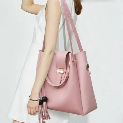 Women's PU Leather Plain Hand Bag Set Fashion Insta