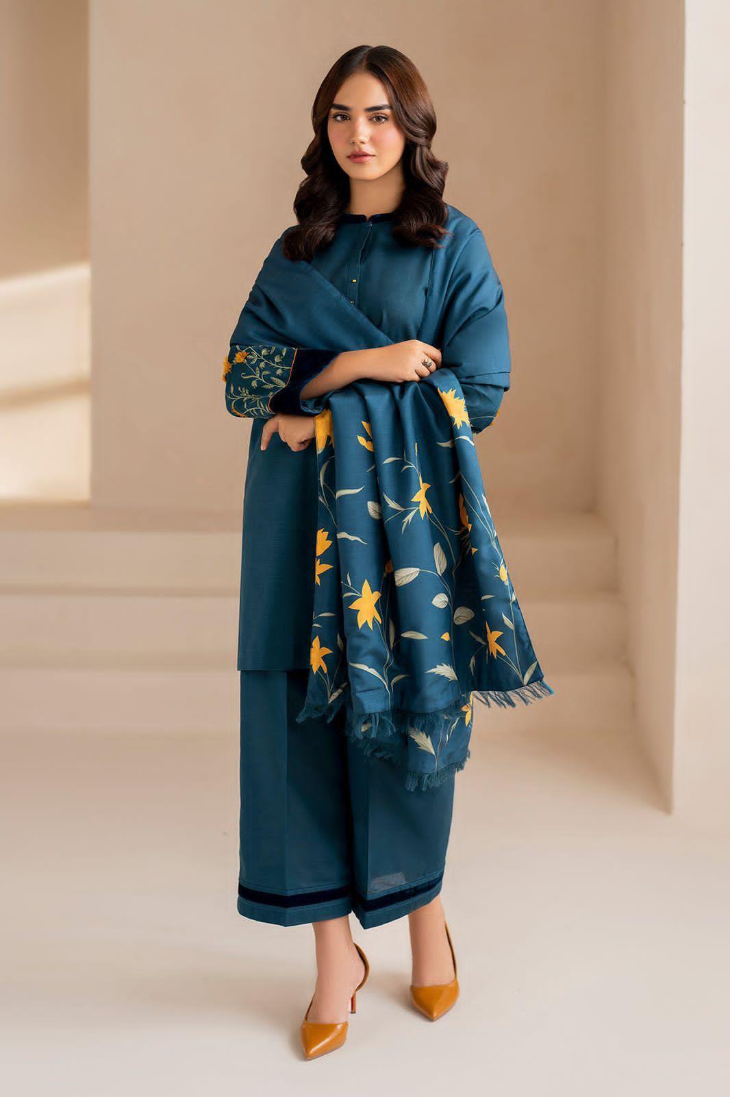 3-Piece Women's Unstitched Embroidered Lawn Suit Fashion Insta