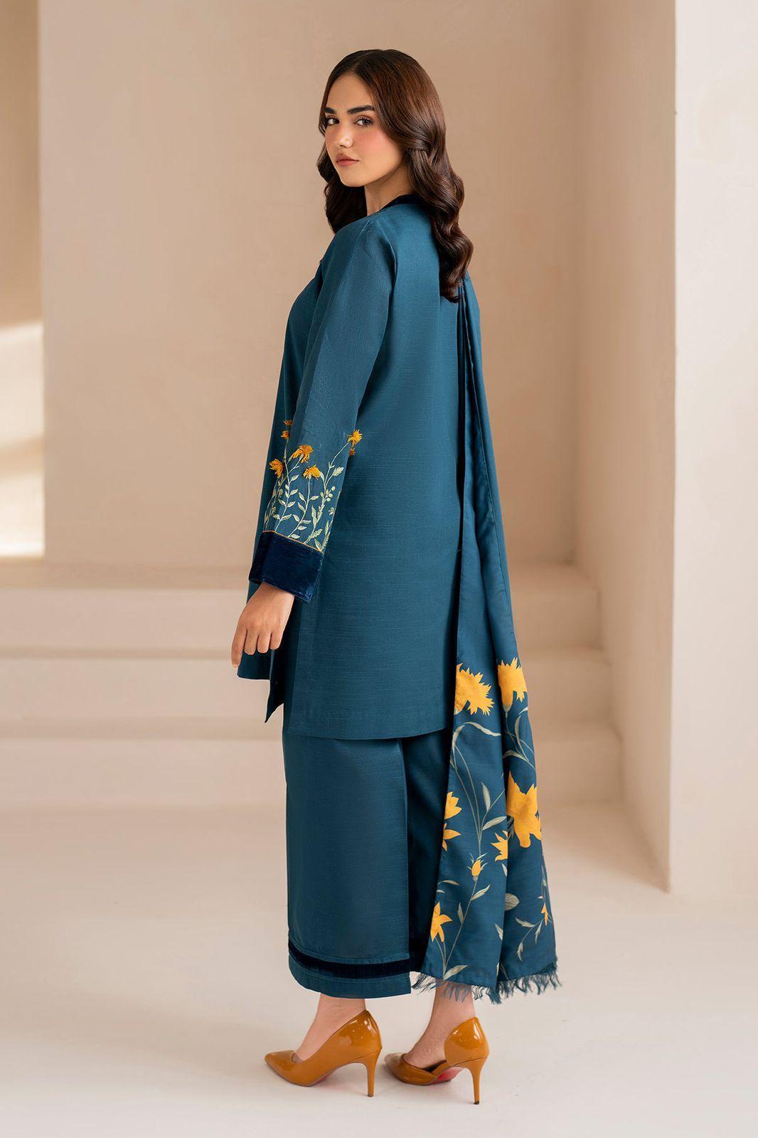 3-Piece Women's Unstitched Embroidered Lawn Suit Fashion Insta