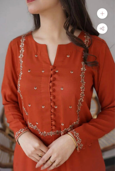 3 Pcs Women’s Unstitched Embroidered Suit Fashion Insta