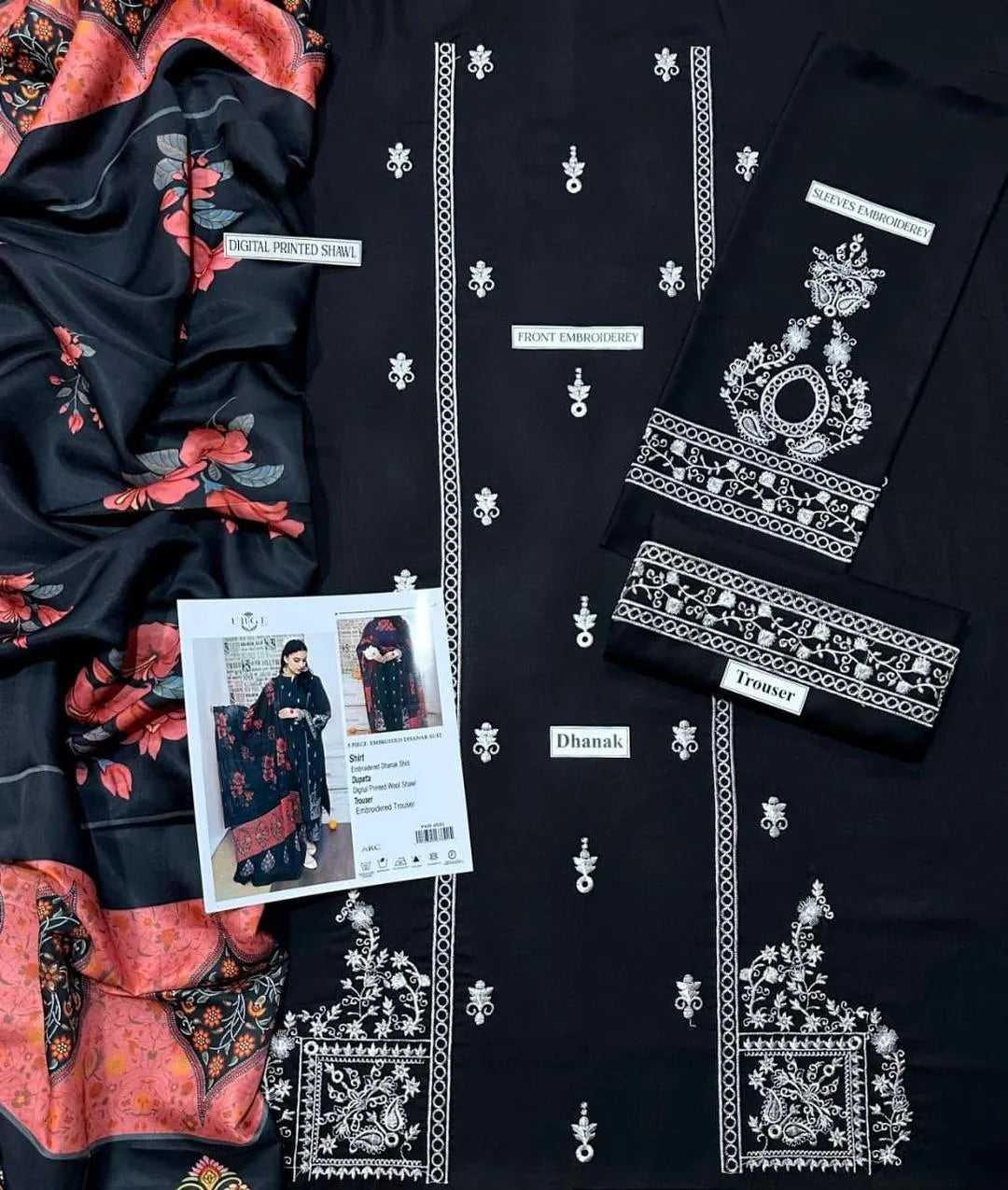 3 Pcs Women’s Unstitched Embroidered Suit Fashion Insta