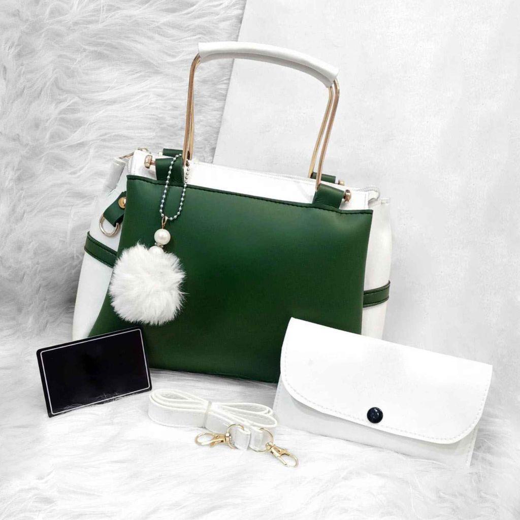 Girl’s Rexine Plain Shoulder Bag – Green Fashion Insta
