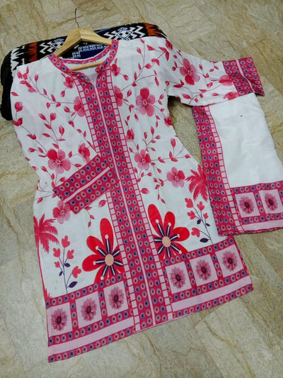 2 Pcs Women’s Stitched Swiss Lawn Printed Co-Ord Set Fashion Insta