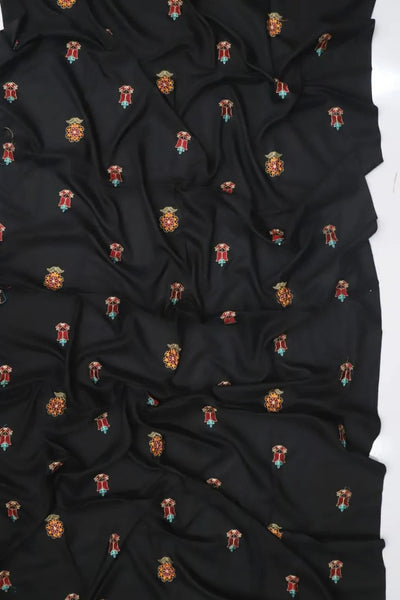 3 Pcs Women’s Unstitched Embroidered Suit – Black Fashion Insta