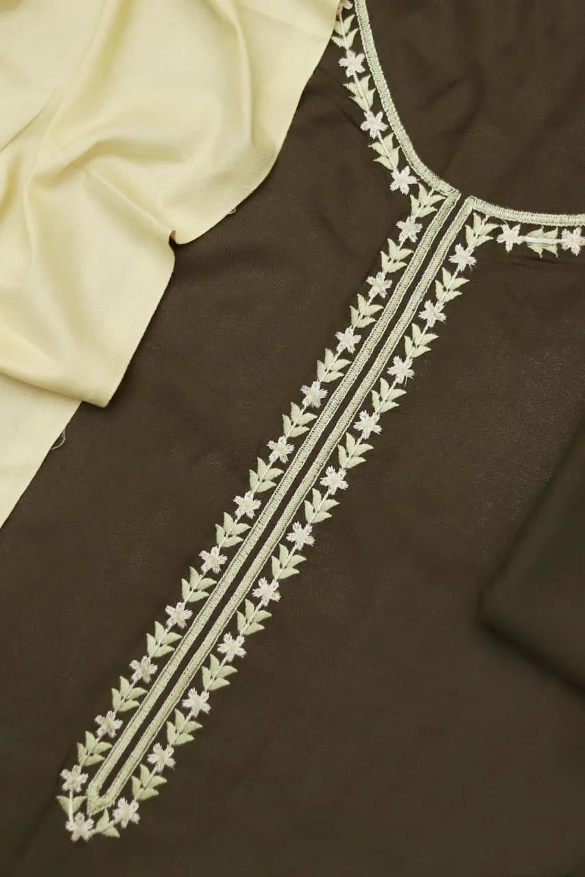 3 Pcs Women’s Unstitched Embroidered Suit – Green Fashion Insta