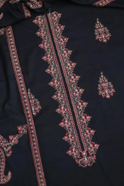 3 Pcs Women’s Unstitched Embroidered Suit – Black Fashion Insta