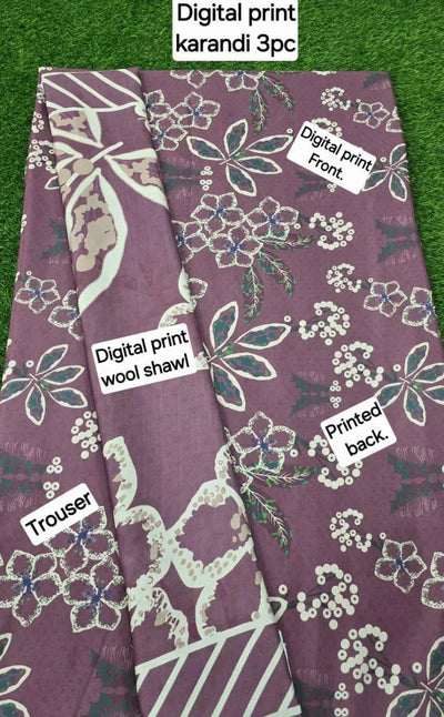 3-Piece Women’s Unstitched Digital Printed Karandi Suit Fashion Insta