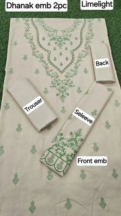 3-Piece Women’s Unstitched Embroidered Dhanak Suit Fashion Insta
