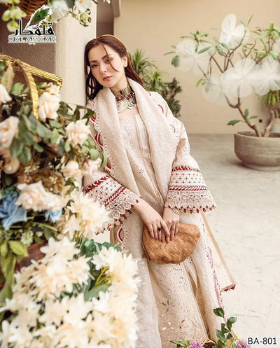 3-Piece Women’s Unstitched Embroidered Dhanak Suit Fashion Insta