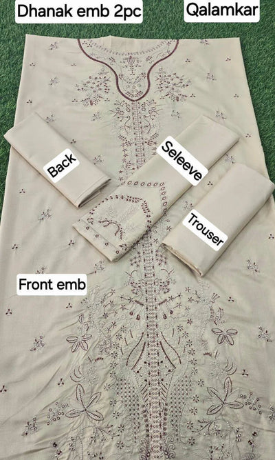 3-Piece Women’s Unstitched Embroidered Dhanak Suit Fashion Insta