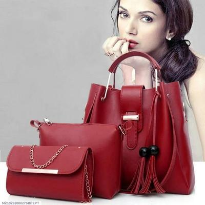 Women's PU Leather Plain Hand Bag Set Fashion Insta