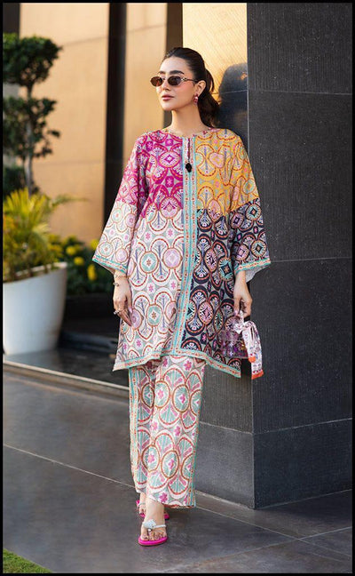 2 Pcs Women’s Stitched Swiss Lawn Printed Co-Ord Set Fashion Insta