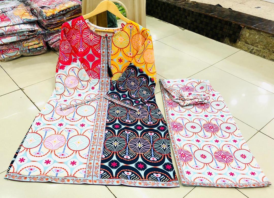 2 Pcs Women’s Stitched Swiss Lawn Printed Co-Ord Set Fashion Insta