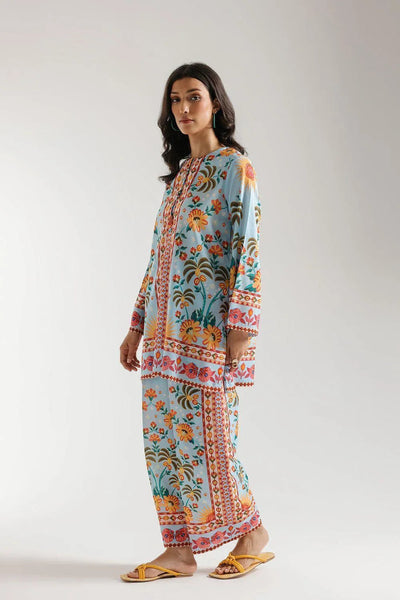 Stylish Women's Stitched Digital Print Shirt & Trouser Set – 2 Pcs Fashion Insta