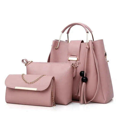 Women's PU Leather Plain Hand Bag Set Fashion Insta