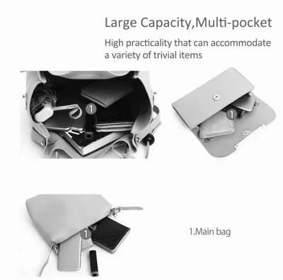 Women's PU Leather Plain Hand Bag Set Fashion Insta