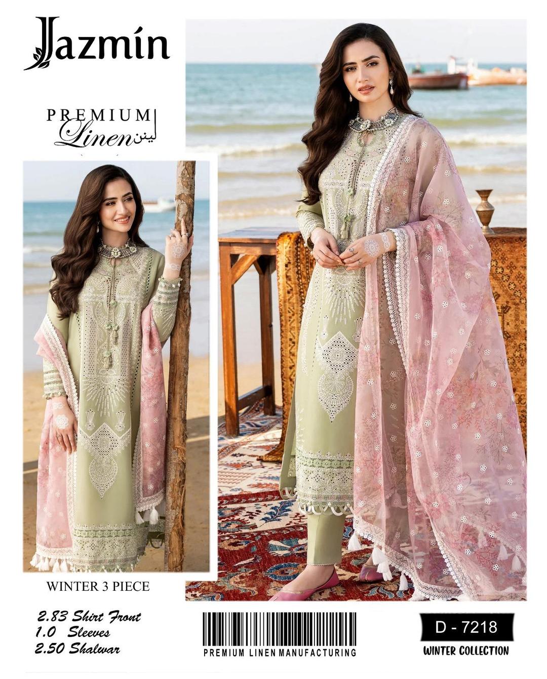 3 Pcs Women's Unstitched Embroidered Suit Fashion Insta