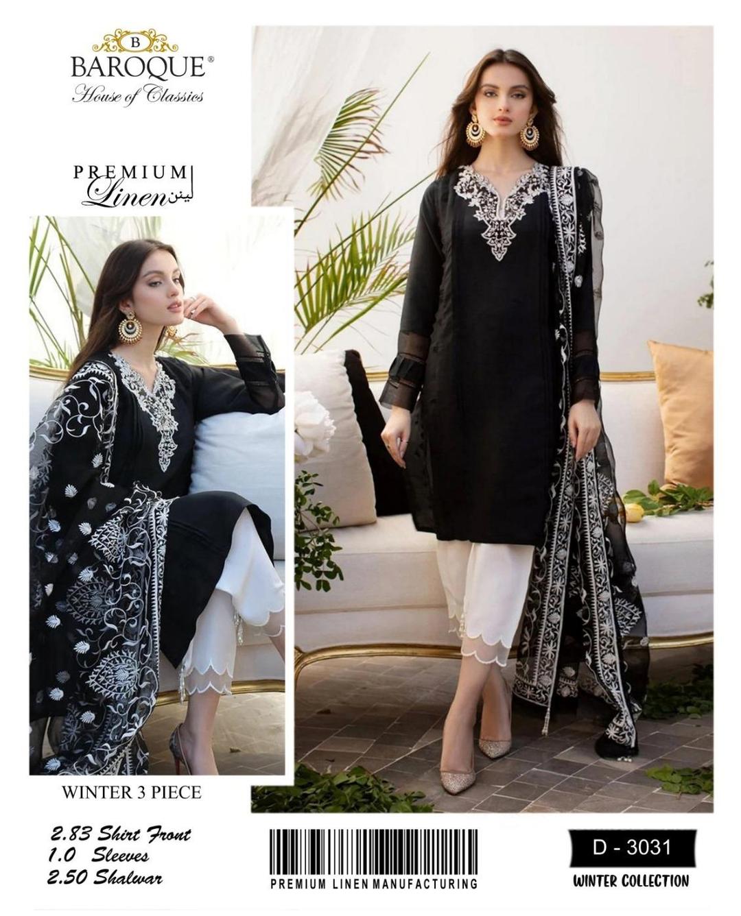 3 Pcs Women's Unstitched Embroidered Suit Fashion Insta