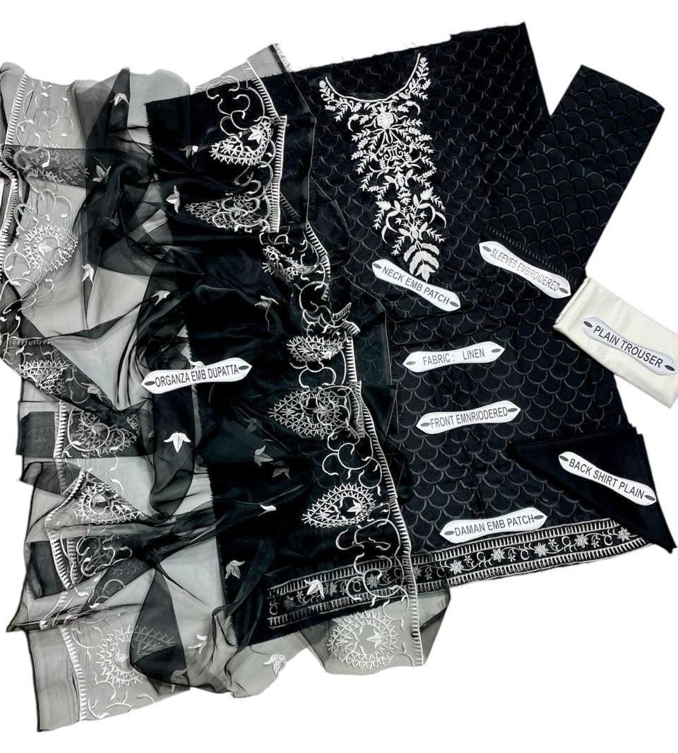3 Pcs Women's Unstitched Embroidered Suit Fashion Insta