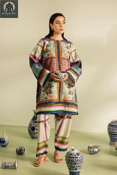 2 Pcs Women's Stitched Swiss Lawn Digital Print Suit – Large Size Fashion Insta