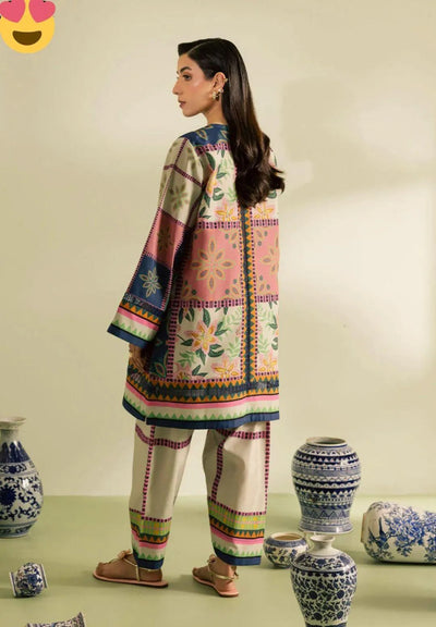2 Pcs Women's Stitched Swiss Lawn Digital Print Suit – Large Size Fashion Insta