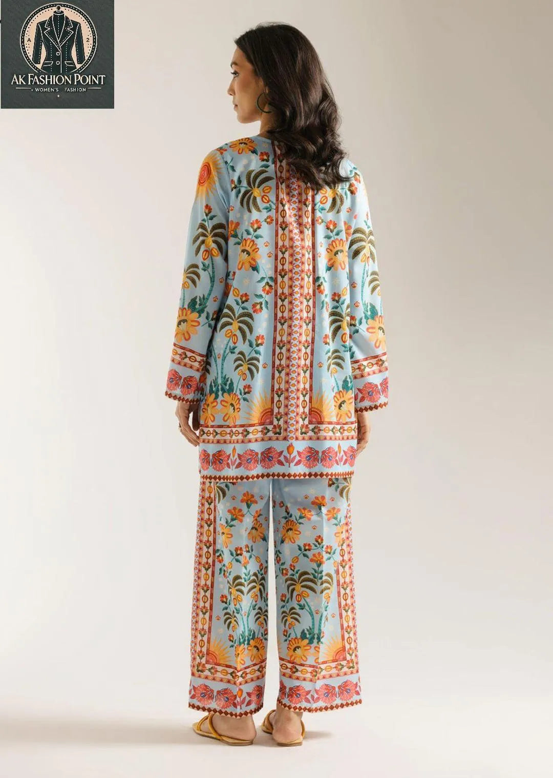 2 Pcs Women's Stitched Swiss Lawn Digital Print Suit Fashion Insta