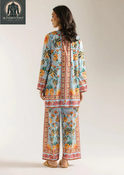 2 Pcs Women's Stitched Swiss Lawn Digital Print Suit Fashion Insta