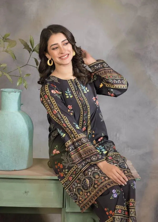 2 Pcs Women's Stitched Swiss Lawn Printed Co-Ord Set Fashion Insta