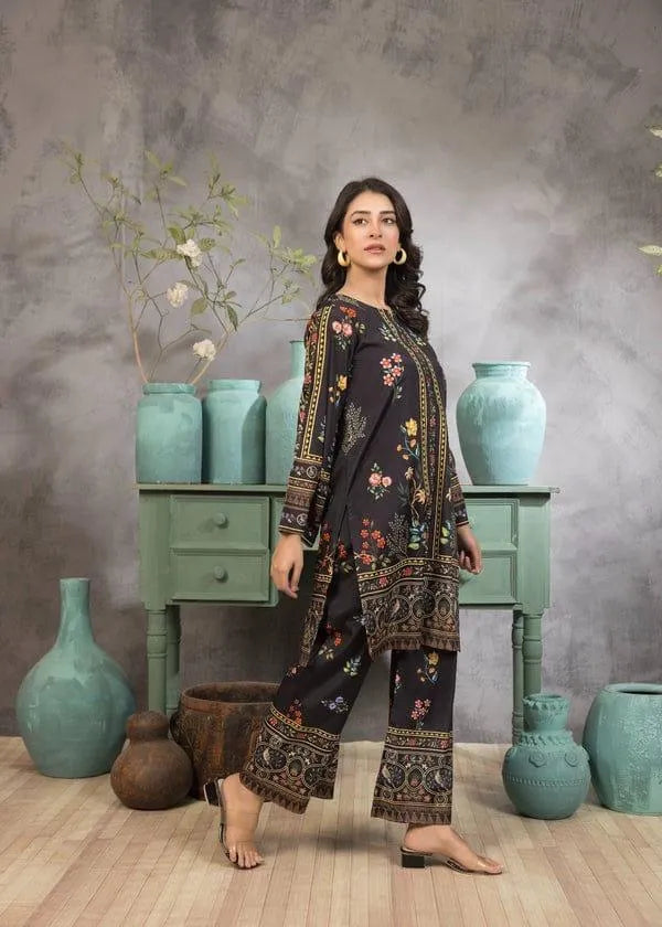 2 Pcs Women's Stitched Swiss Lawn Printed Co-Ord Set Fashion Insta