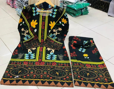 2 Pcs Women's Stitched Swiss Lawn Printed Co-Ord Set Fashion Insta