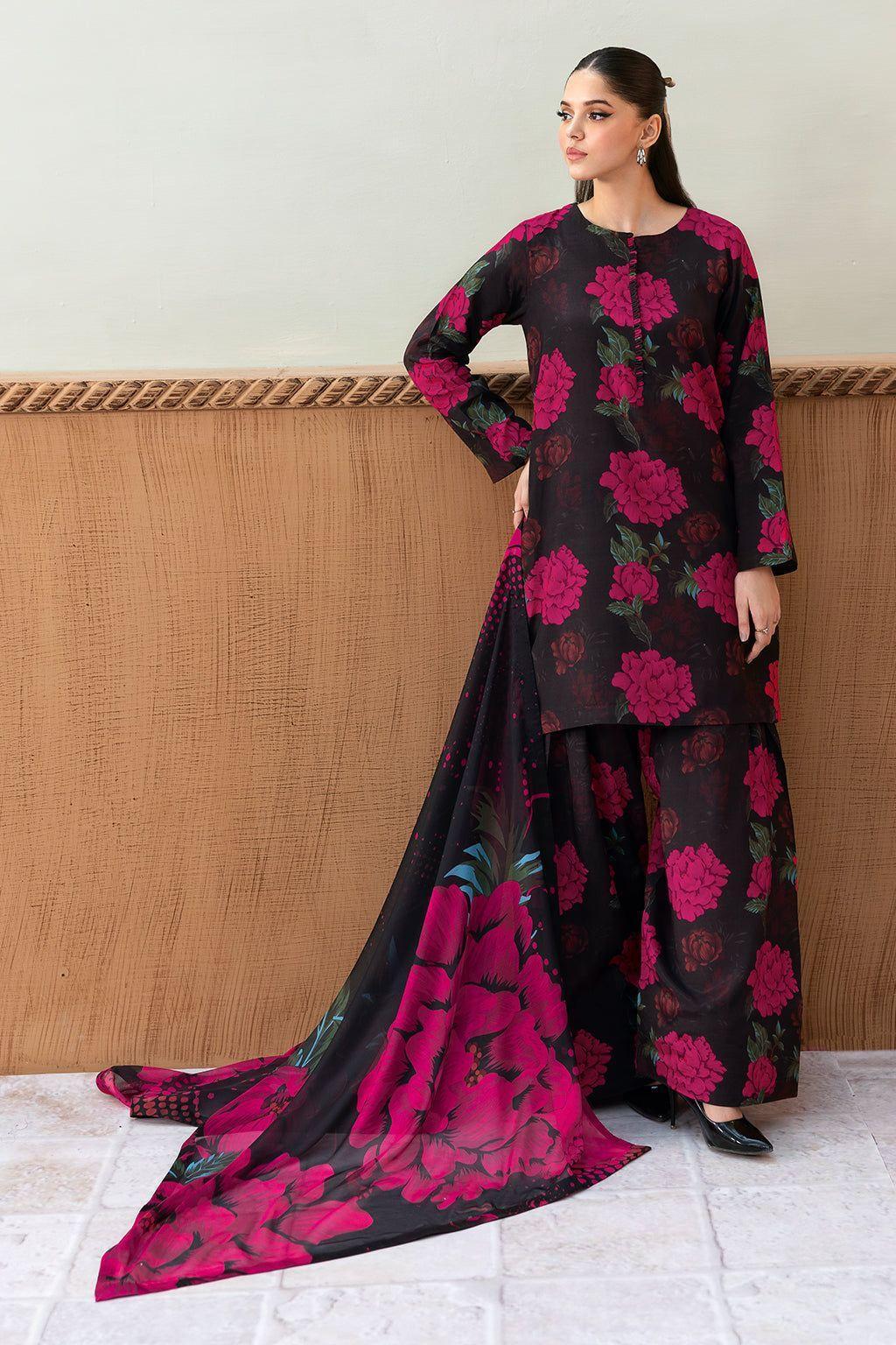 3 Pcs Women’s Unstitched Digital Print Suit Fashion Insta