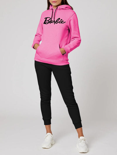 2 Pcs Women’s Stitched Fleece Printed Hoodie Tracksuit – Pink Fashion Insta