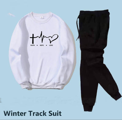 🤍 2 Pcs Women’s Stitched Fleece Printed Sweatshirt Tracksuit Fashion Insta