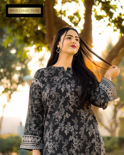 2 Pcs Women’s Stitched Grip Silk Printed Shirt & Trouser Fashion Insta