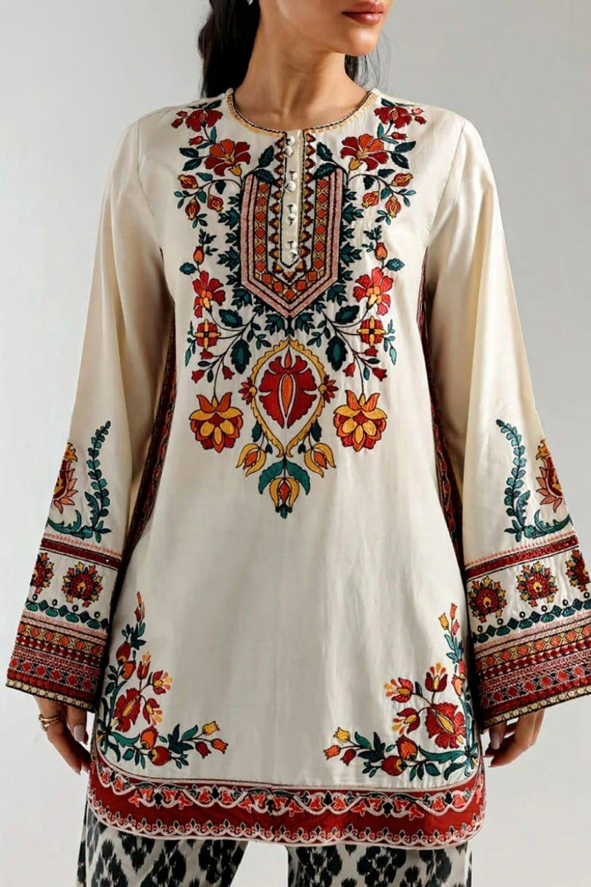 2 Pcs Women’s Stitched Swiss Lawn Printed Co-Ord Set Fashion Insta