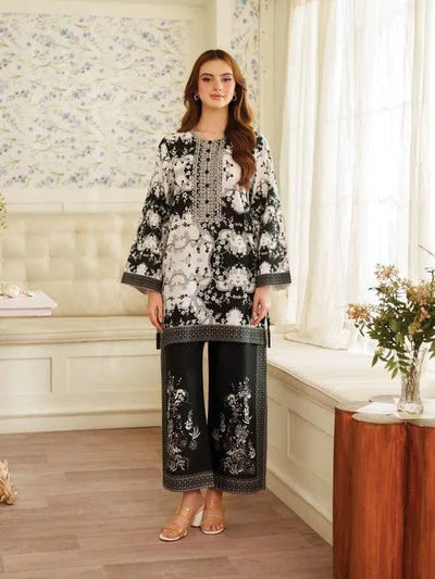 2 Pcs Women's Stitched Swiss Lawn Printed Co-ord Set Fashion Insta