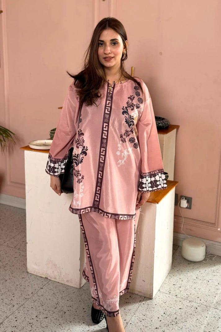 2 Pcs Women’s Stitched Swiss Lawn Printed Co-Ord Set Fashion Insta