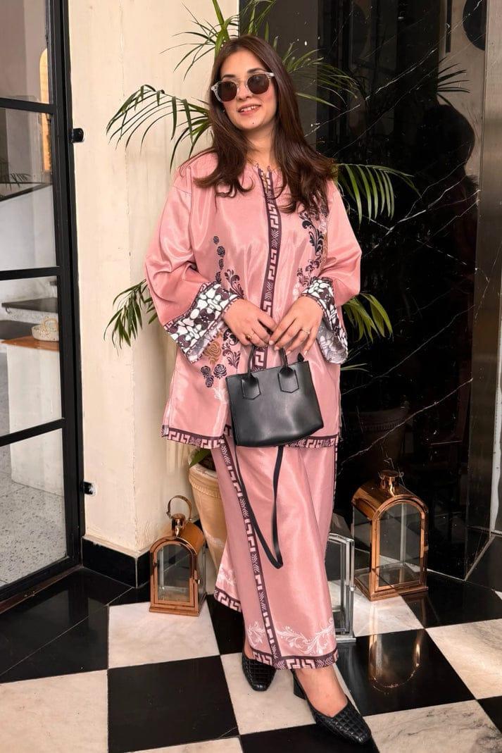 2 Pcs Women’s Stitched Swiss Lawn Printed Co-Ord Set Fashion Insta