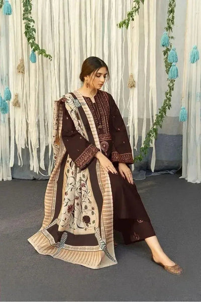 3 Pcs Women’s Unstitched Embroidered Suit – URGE Winter Collection Fashion Insta