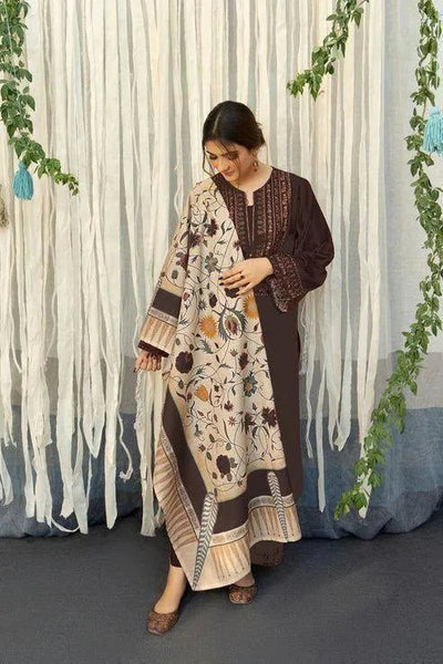 3 Pcs Women’s Unstitched Embroidered Suit – URGE Winter Collection Fashion Insta