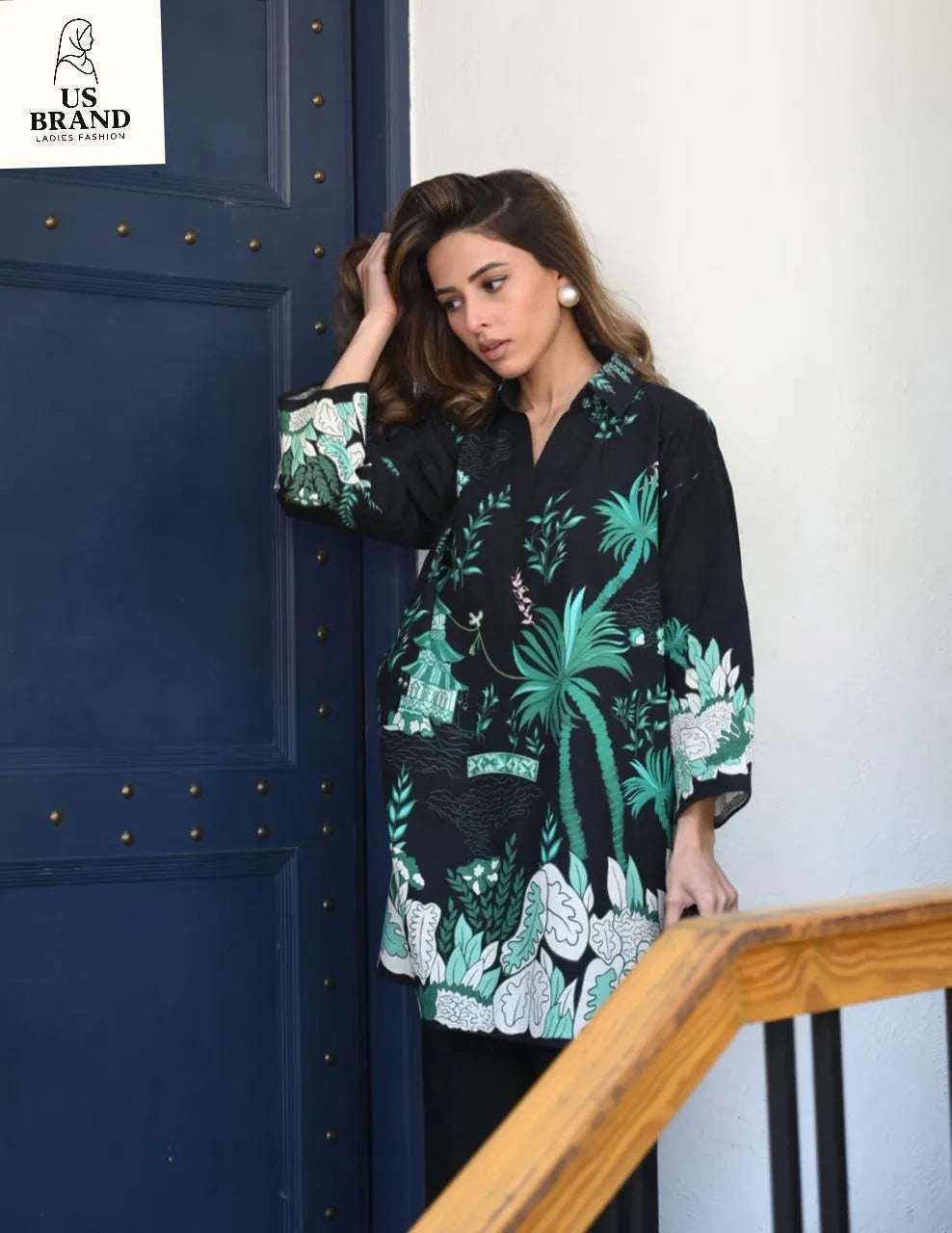 2 Pcs Women's Stitched Swiss Lawn Digital Print Co-Ord Set Fashion Insta