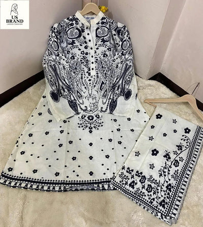 2 Pcs Women's Stitched Swiss Lawn Digital Print Shirt & Trouser – Off White Fashion Insta