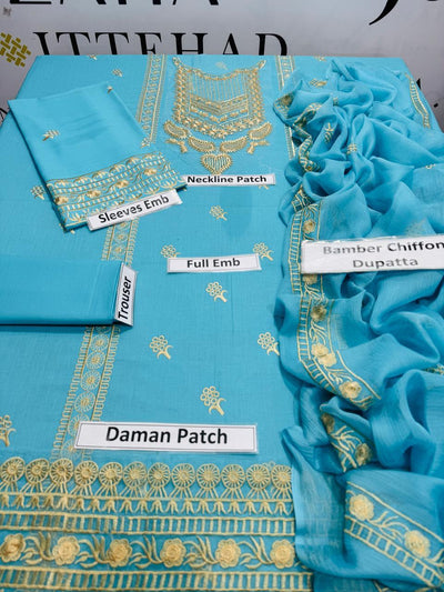 3-Piece Women’s Unstitched Embroidered Lawn Suit Fashion Insta